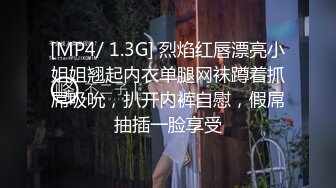 [MP4/ 1.3G] 烈焰红唇漂亮小姐姐翘起内衣单腿网袜蹲着抓屌吸吮，扒开内裤自慰，假屌抽插一脸享受